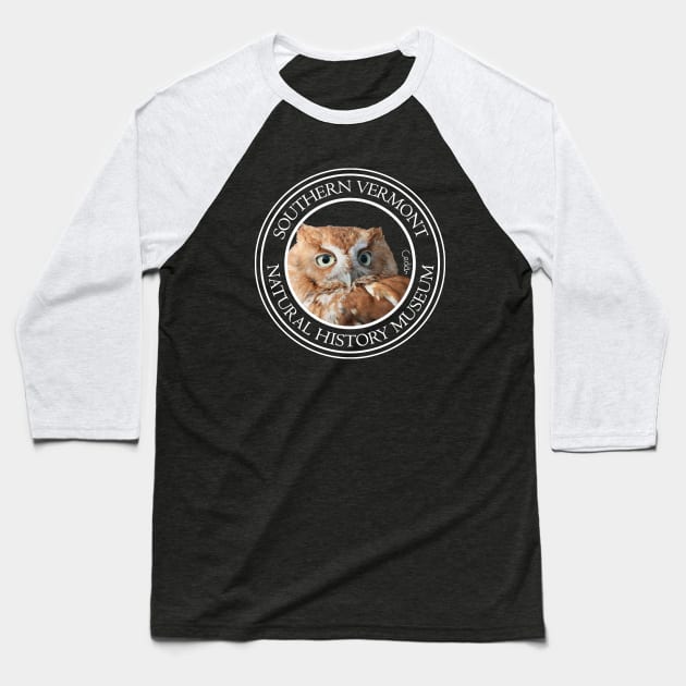Cedar the Screech Owl Baseball T-Shirt by VermontMuseum